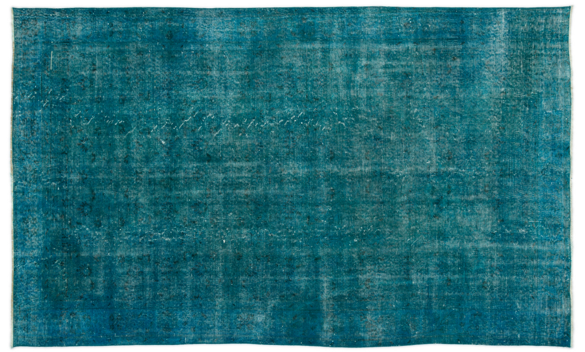 Turquoise Over Dyed Vintage Rug 4&#39;11&#39;&#39; x 8&#39;2&#39;&#39; ft 150 x 250 cm