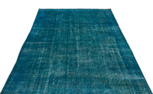 Turquoise  Over Dyed Vintage Rug 4'11'' x 8'2'' ft 150 x 250 cm