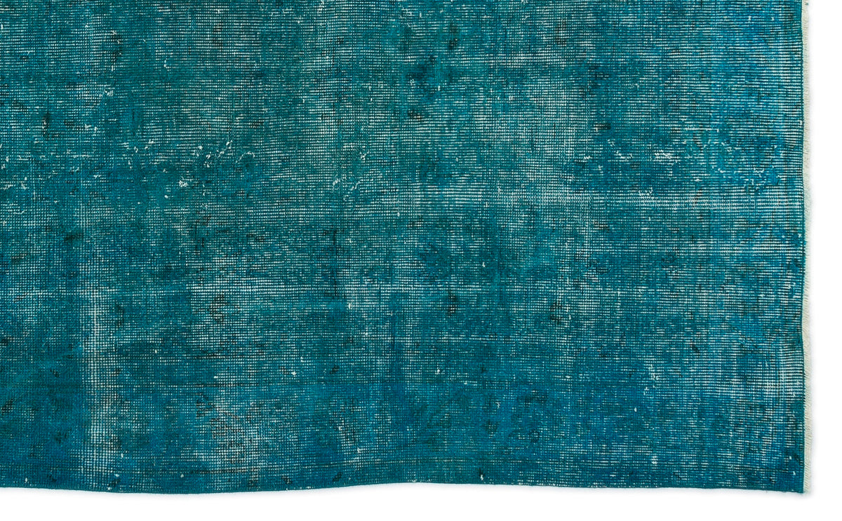 Turquoise  Over Dyed Vintage Rug 4&#39;11&#39;&#39; x 8&#39;2&#39;&#39; ft 150 x 250 cm