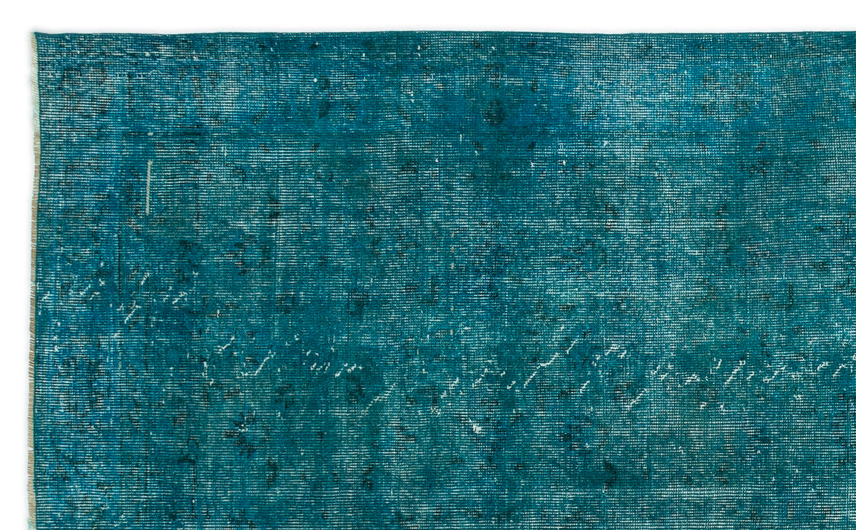 Turquoise  Over Dyed Vintage Rug 4&#39;11&#39;&#39; x 8&#39;2&#39;&#39; ft 150 x 250 cm