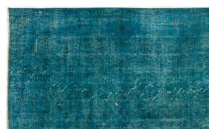 Turquoise  Over Dyed Vintage Rug 4'11'' x 8'2'' ft 150 x 250 cm