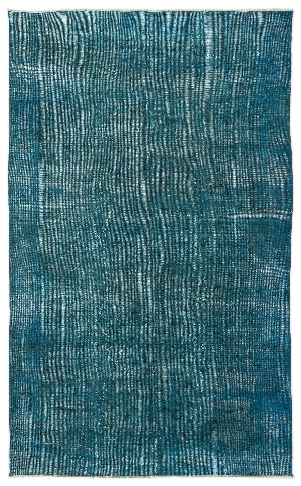 Turquoise  Over Dyed Vintage Rug 4&#39;11&#39;&#39; x 8&#39;2&#39;&#39; ft 150 x 250 cm