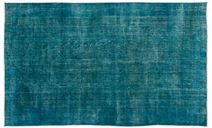 Turquoise Over Dyed Vintage Rug 4'11'' x 8'2'' ft 150 x 250 cm