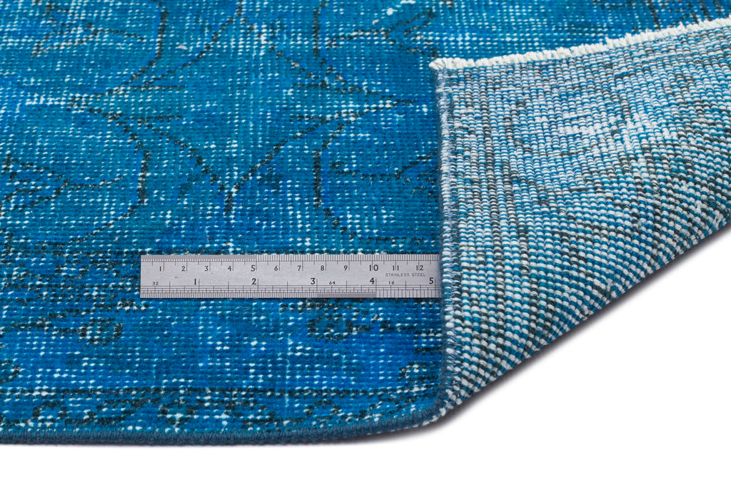 Turquoise  Over Dyed Vintage Rug 3'7'' x 6'9'' ft 110 x 207 cm