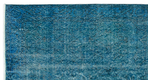 Turquoise  Over Dyed Vintage Rug 3'7'' x 6'9'' ft 110 x 207 cm