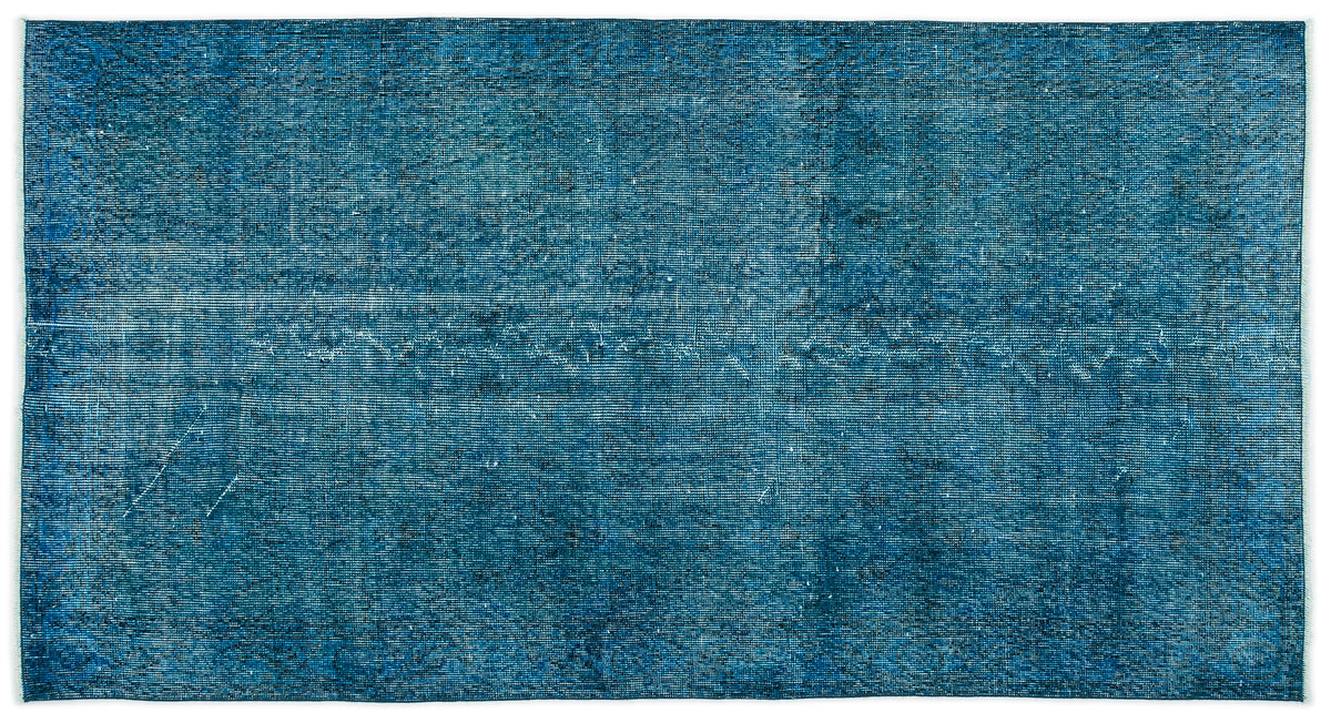 Turquoise  Over Dyed Vintage Rug 3&#39;7&#39;&#39; x 6&#39;9&#39;&#39; ft 110 x 207 cm