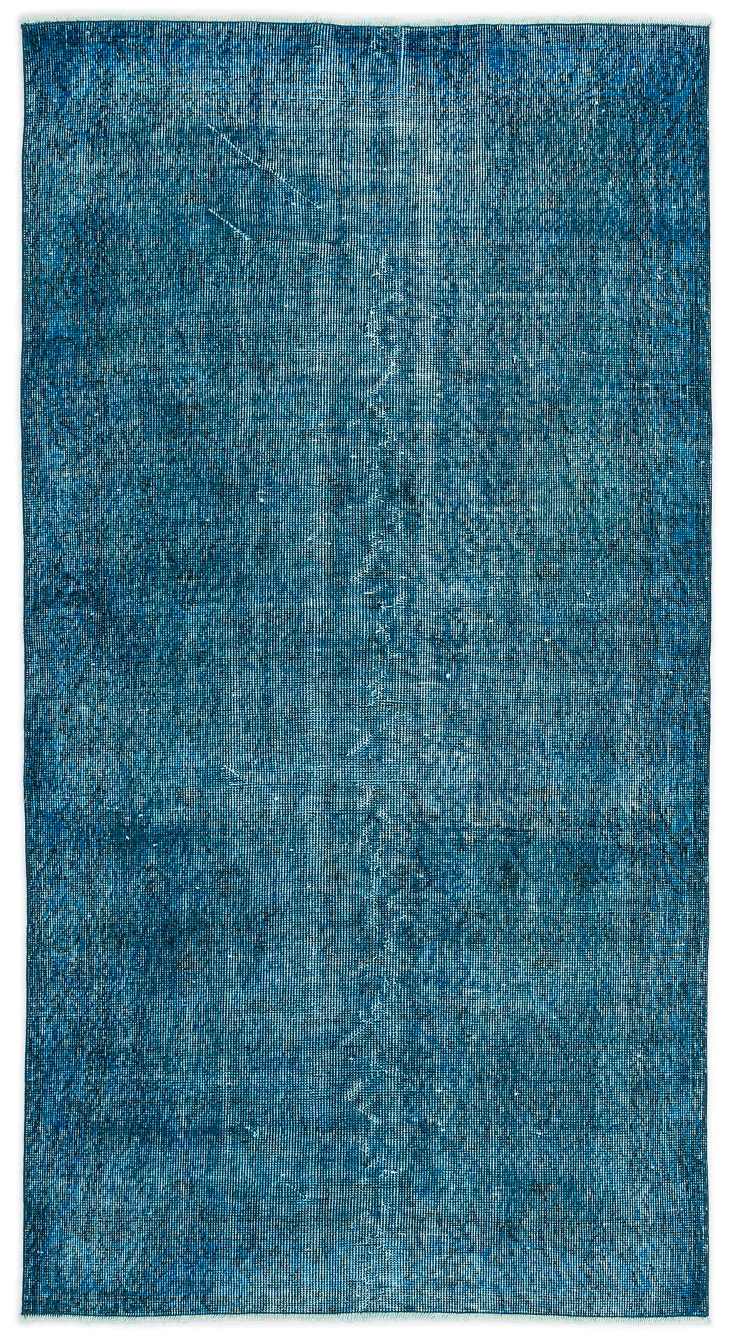Turquoise  Over Dyed Vintage Rug 3'7'' x 6'9'' ft 110 x 207 cm