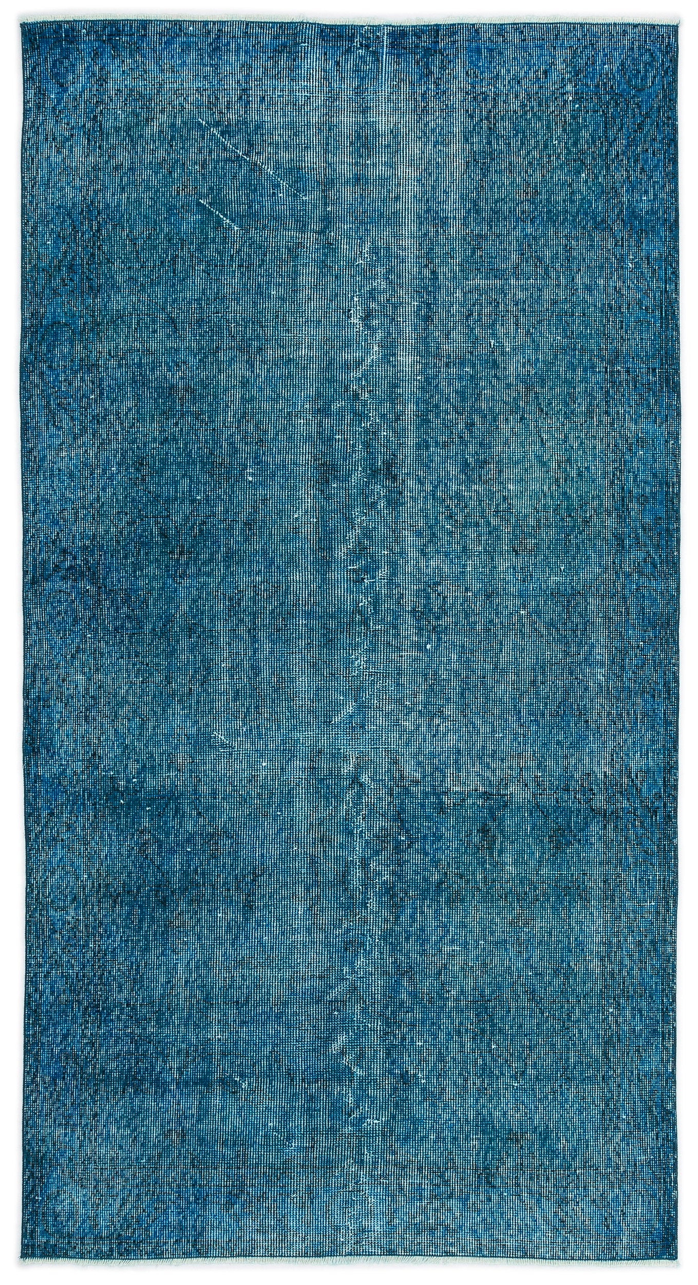Turquoise  Over Dyed Vintage Rug 3'7'' x 6'9'' ft 110 x 207 cm