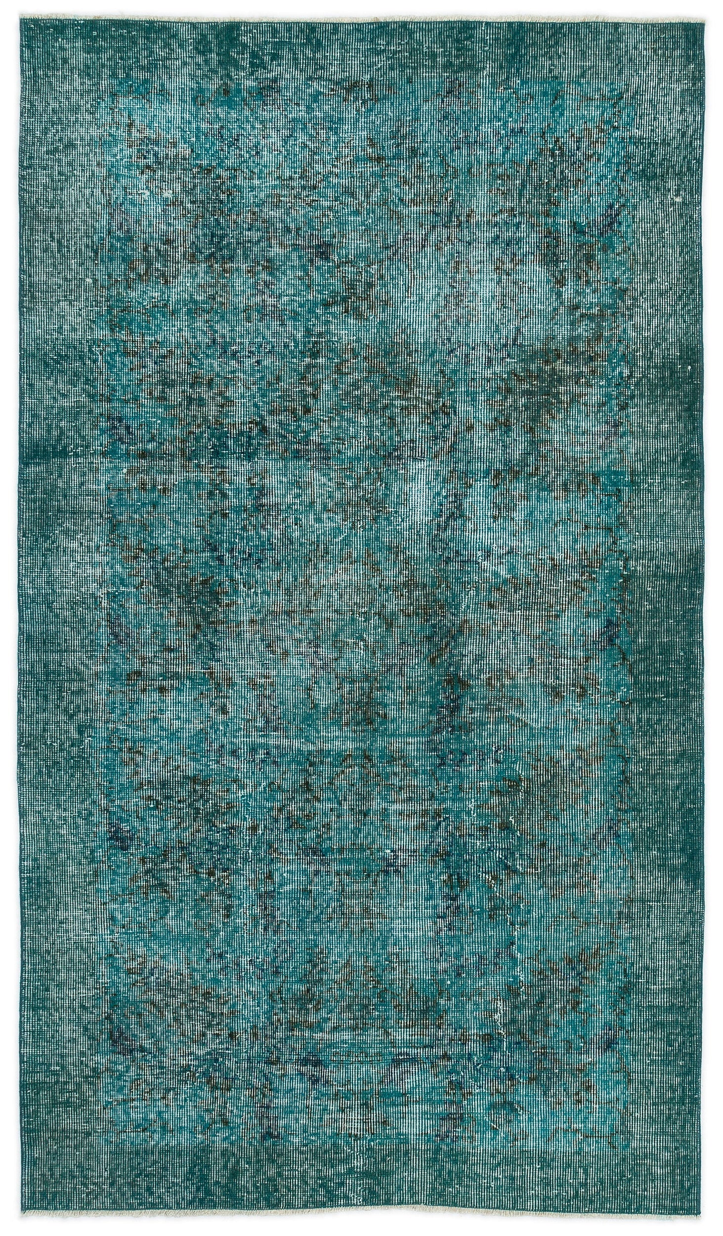Turquoise  Over Dyed Vintage Rug 3'8'' x 6'5'' ft 111 x 196 cm