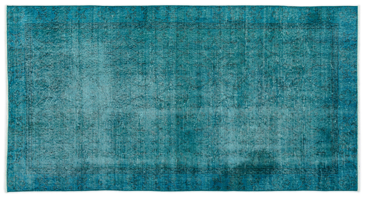 Turquoise  Over Dyed Vintage Rug 3&#39;7&#39;&#39; x 6&#39;10&#39;&#39; ft 108 x 208 cm