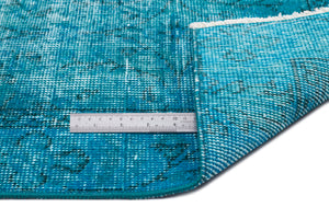 Turquoise  Over Dyed Vintage Rug 3'7'' x 6'10'' ft 108 x 208 cm