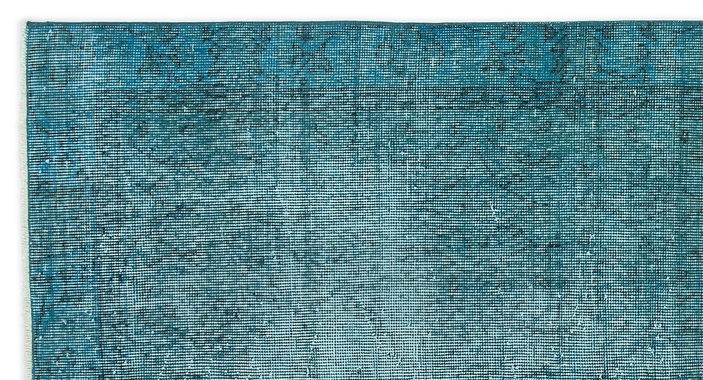Turquoise  Over Dyed Vintage Rug 3'7'' x 6'10'' ft 108 x 208 cm
