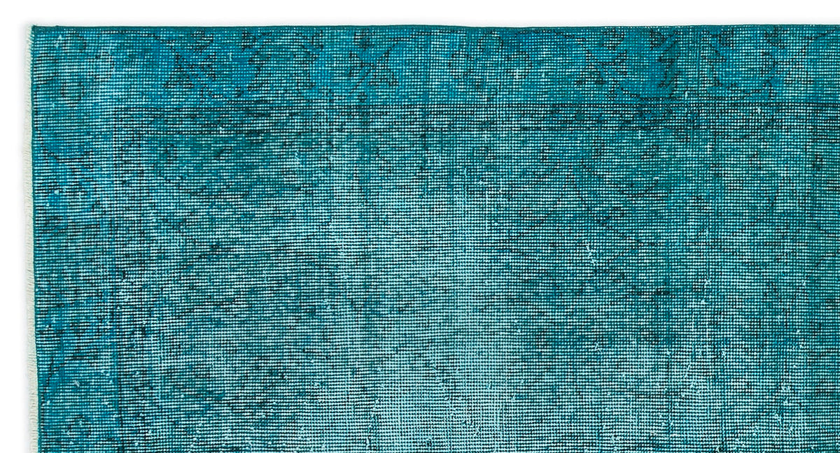 Turquoise  Over Dyed Vintage Rug 3&#39;7&#39;&#39; x 6&#39;10&#39;&#39; ft 108 x 208 cm