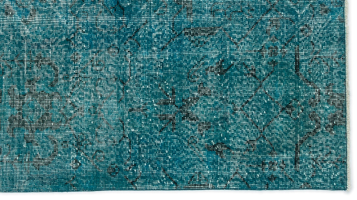 Turquoise  Over Dyed Vintage Rug 3&#39;9&#39;&#39; x 6&#39;11&#39;&#39; ft 115 x 211 cm