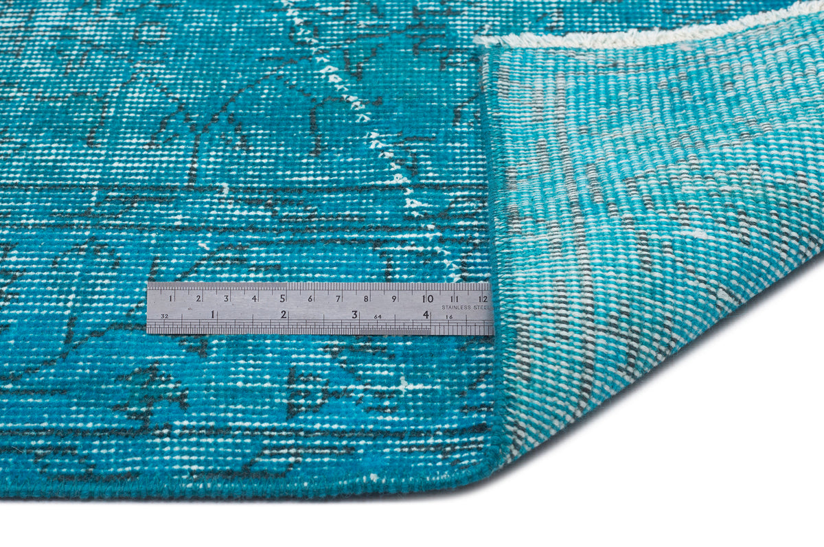 Turquoise  Over Dyed Vintage Rug 3&#39;10&#39;&#39; x 6&#39;10&#39;&#39; ft 118 x 208 cm