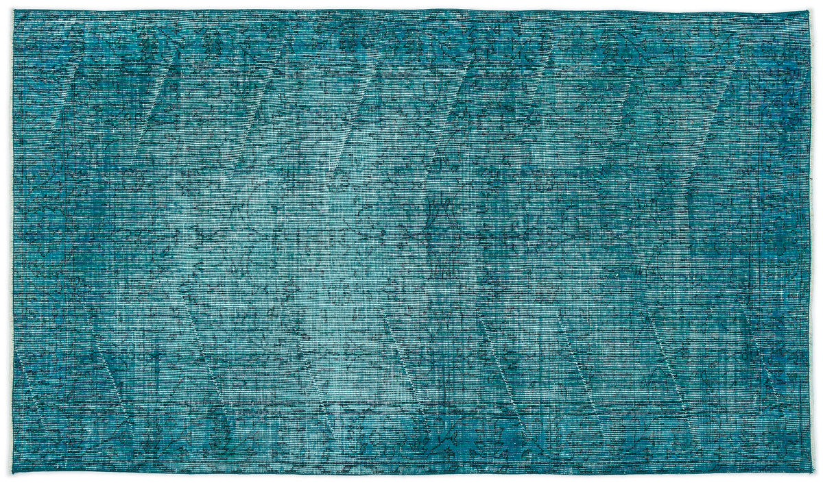 Turquoise  Over Dyed Vintage Rug 3&#39;10&#39;&#39; x 6&#39;10&#39;&#39; ft 118 x 208 cm