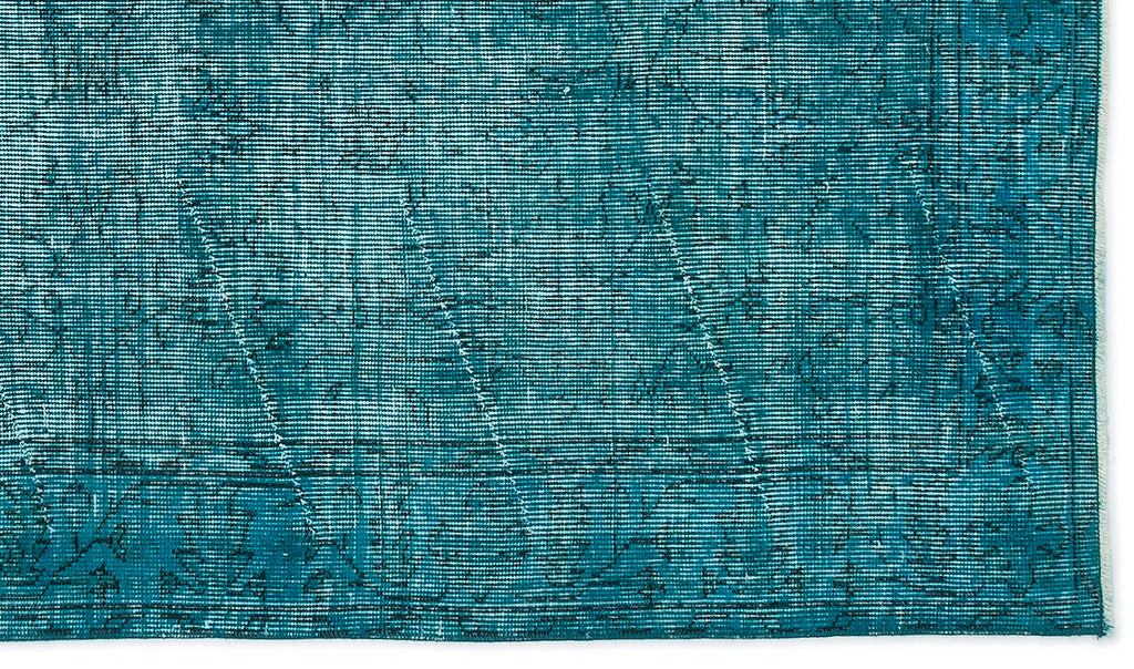 Turquoise  Over Dyed Vintage Rug 3'10'' x 6'10'' ft 118 x 208 cm