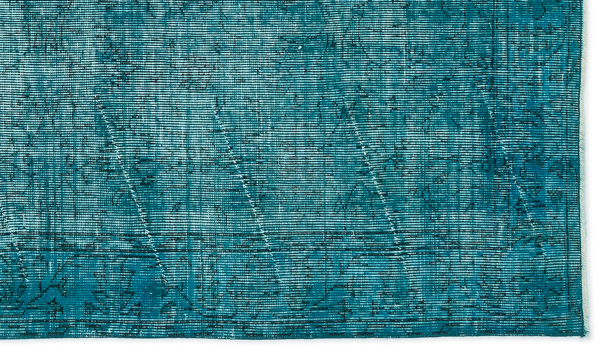 Turquoise  Over Dyed Vintage Rug 3&#39;10&#39;&#39; x 6&#39;10&#39;&#39; ft 118 x 208 cm