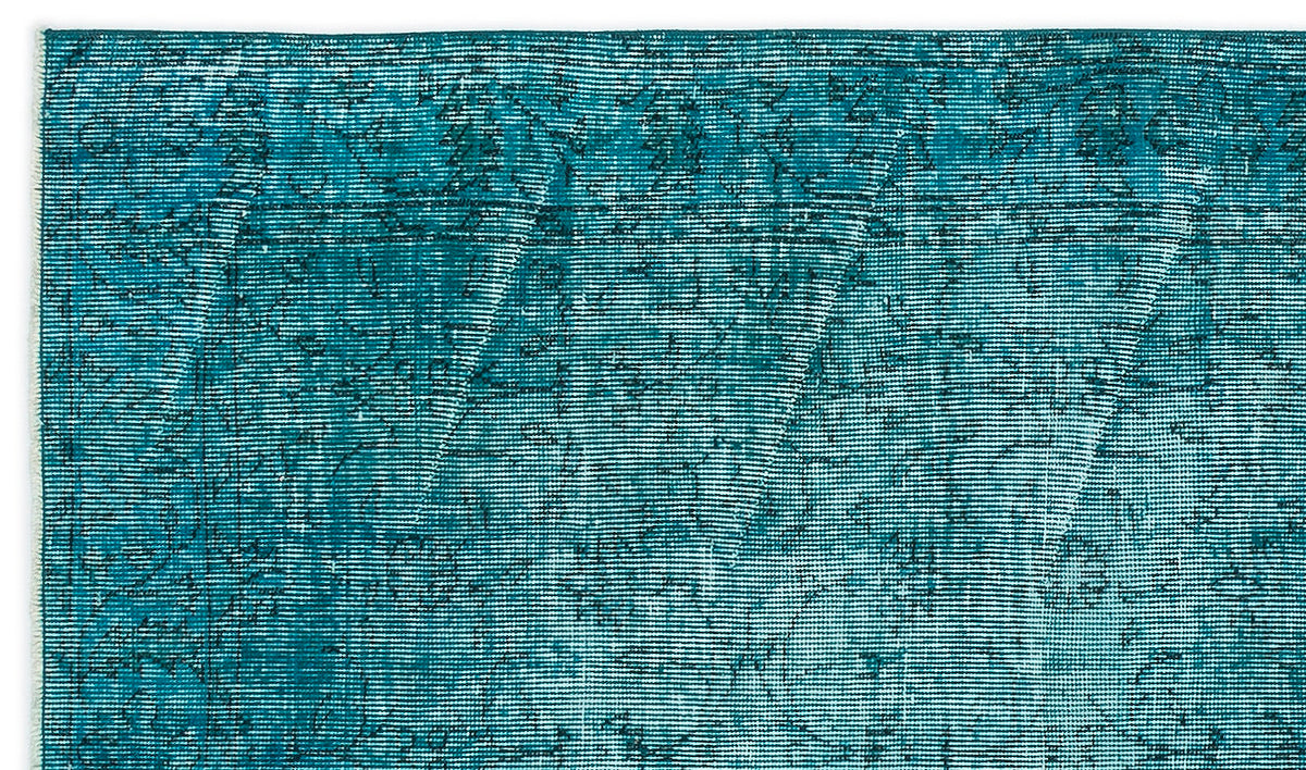 Turquoise  Over Dyed Vintage Rug 3&#39;10&#39;&#39; x 6&#39;10&#39;&#39; ft 118 x 208 cm
