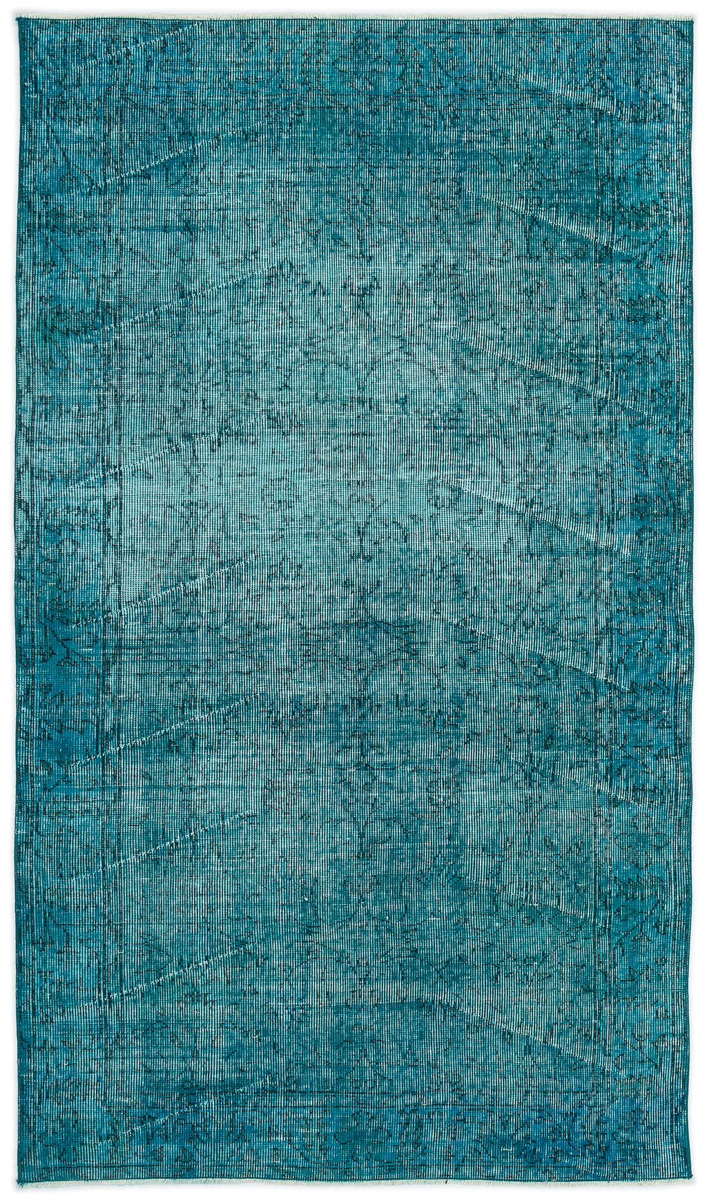 Turquoise  Over Dyed Vintage Rug 3'10'' x 6'10'' ft 118 x 208 cm