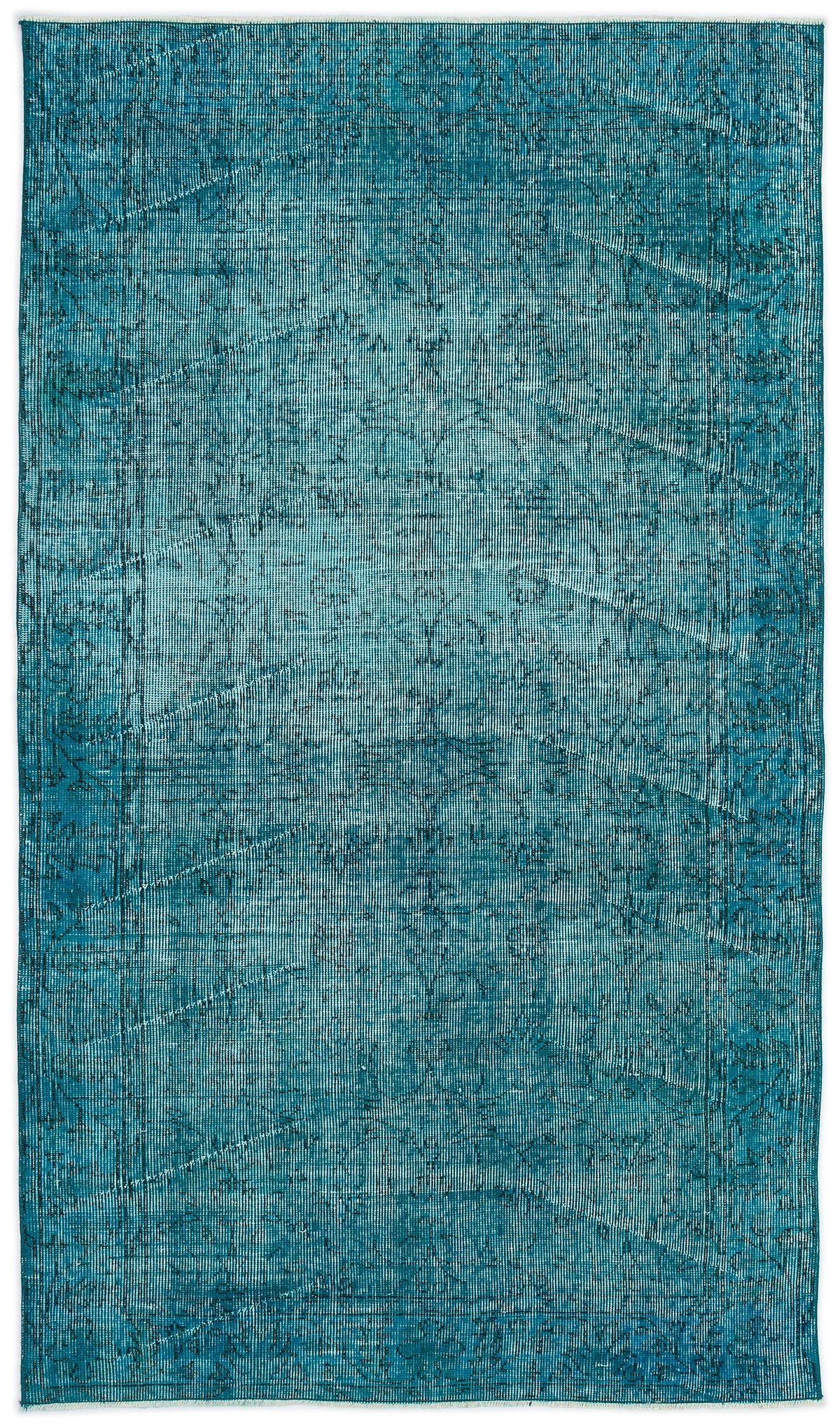 Turquoise  Over Dyed Vintage Rug 3&#39;10&#39;&#39; x 6&#39;10&#39;&#39; ft 118 x 208 cm