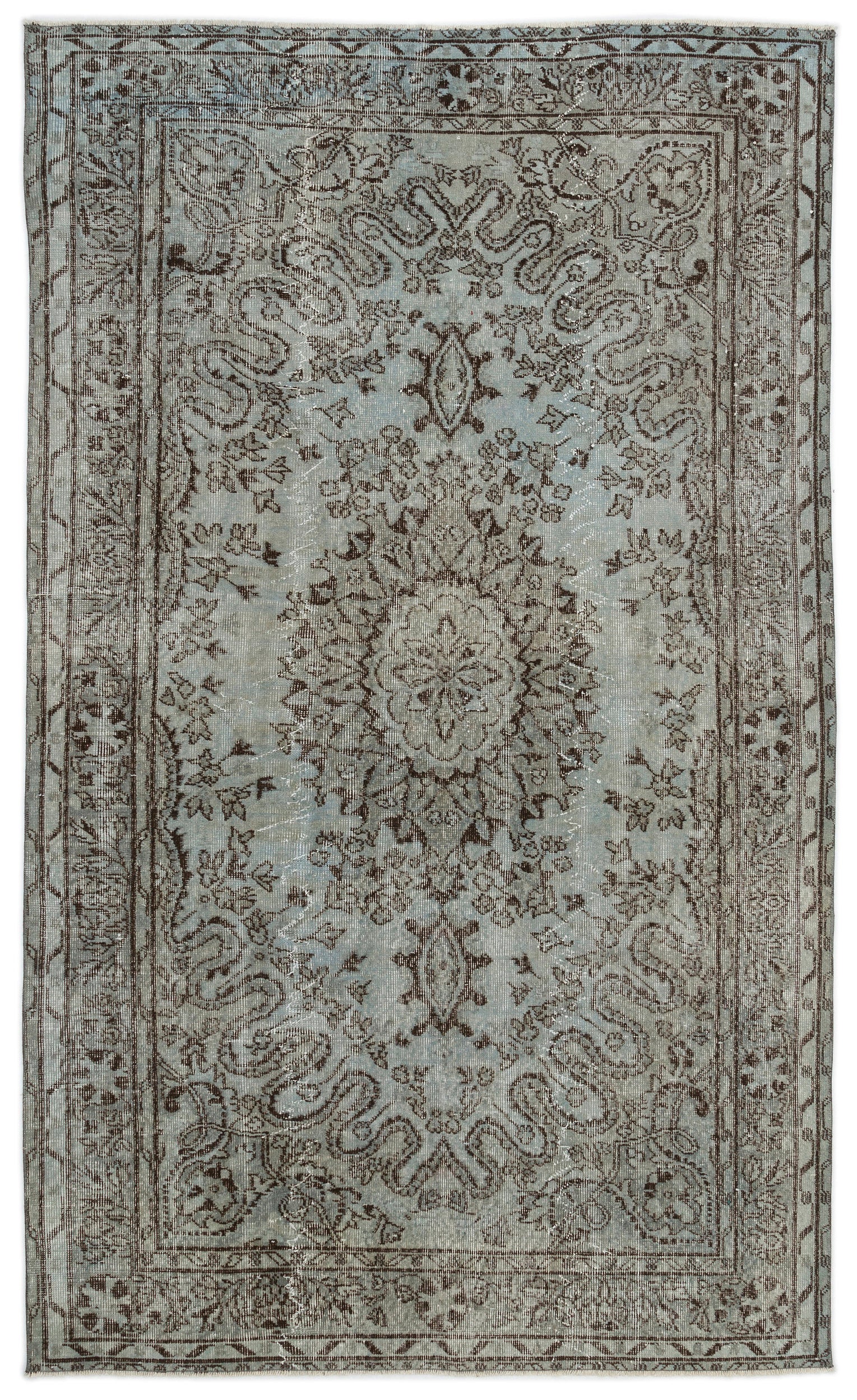 Gray Over Dyed Vintage Rug 5'4'' x 8'7'' ft 163 x 262 cm