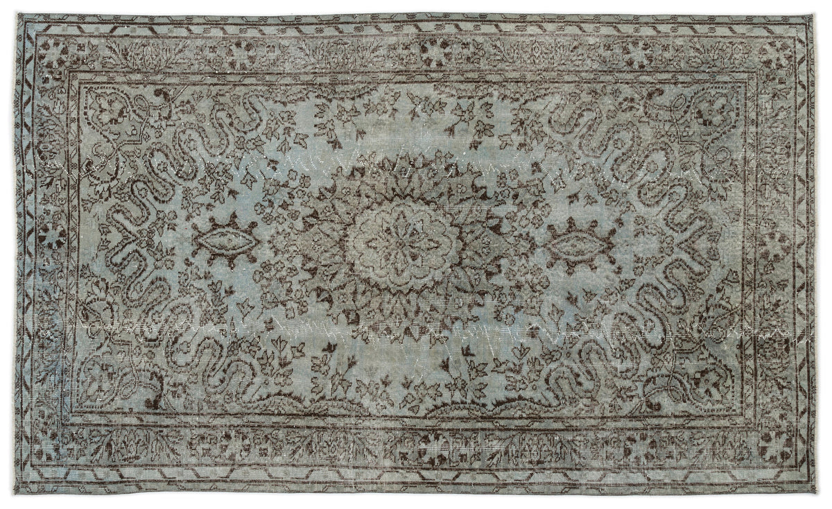 Gray Over Dyed Vintage Rug 5&#39;4&#39;&#39; x 8&#39;7&#39;&#39; ft 163 x 262 cm