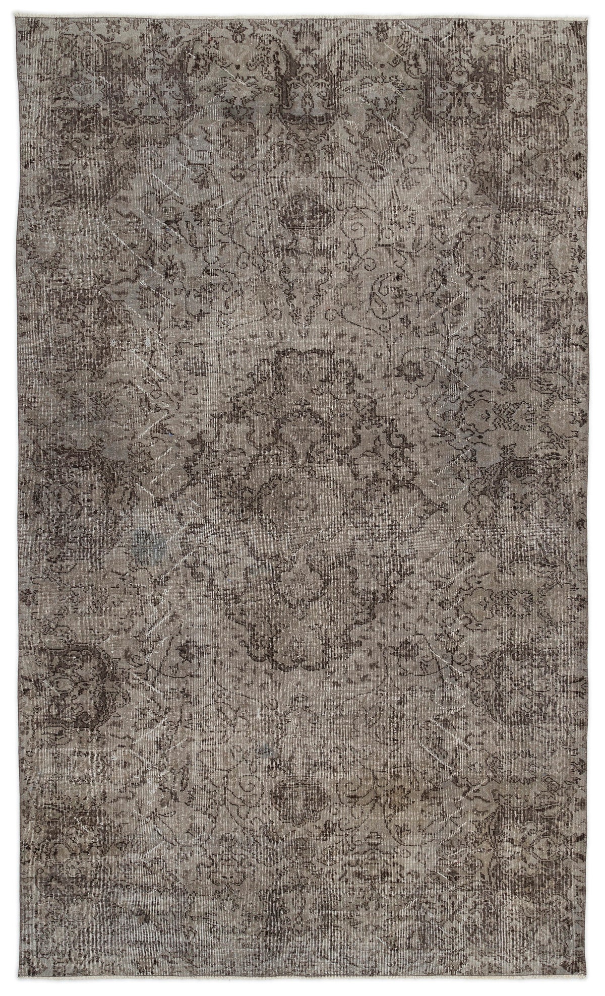 Gray Over Dyed Vintage Rug 5&#39;4&#39;&#39; x 9&#39;2&#39;&#39; ft 163 x 279 cm