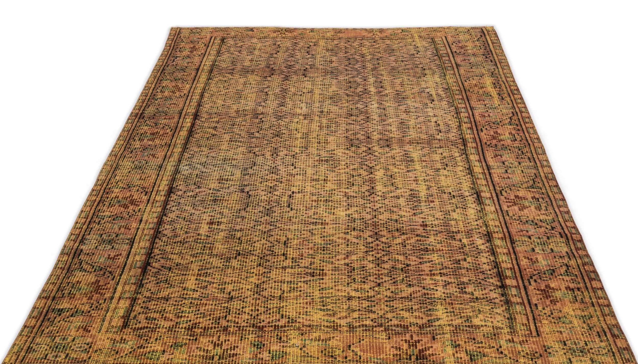 Yellow Over Dyed Vintage Rug 5'3'' x 8'6'' ft 160 x 260 cm