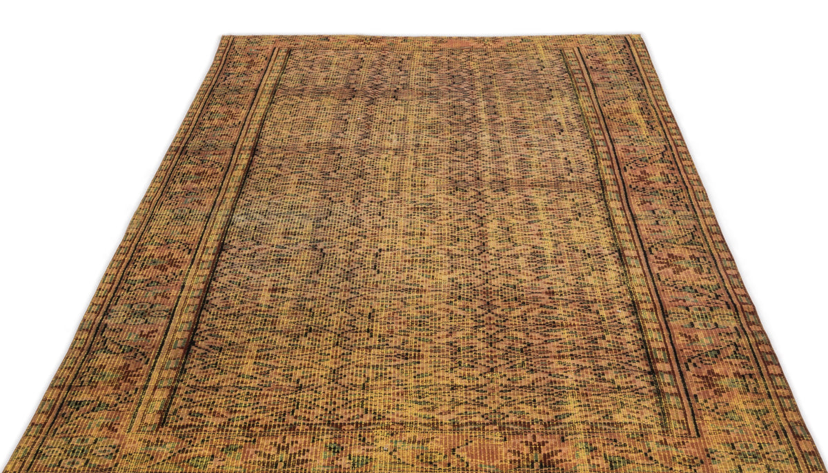 Yellow Over Dyed Vintage Rug 5&#39;3&#39;&#39; x 8&#39;6&#39;&#39; ft 160 x 260 cm