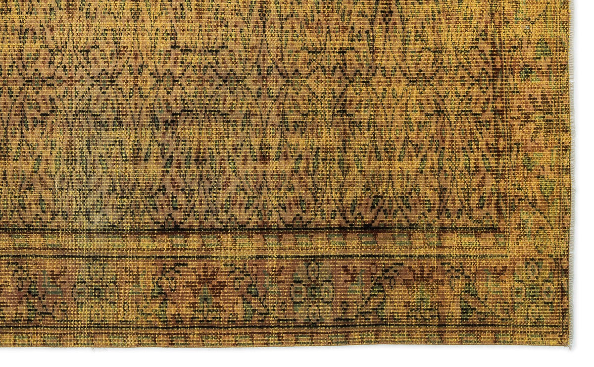 Yellow Over Dyed Vintage Rug 5&#39;3&#39;&#39; x 8&#39;6&#39;&#39; ft 160 x 260 cm