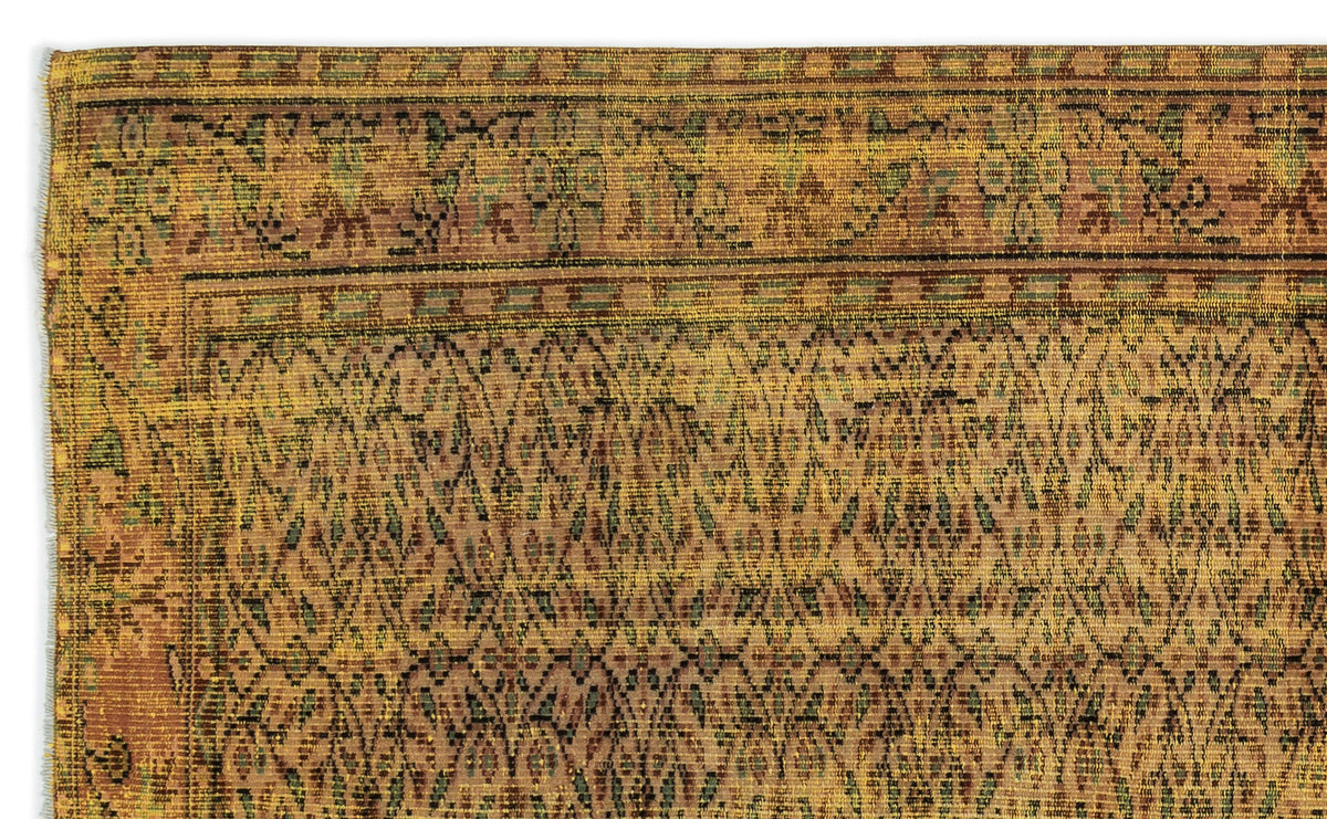 Yellow Over Dyed Vintage Rug 5&#39;3&#39;&#39; x 8&#39;6&#39;&#39; ft 160 x 260 cm