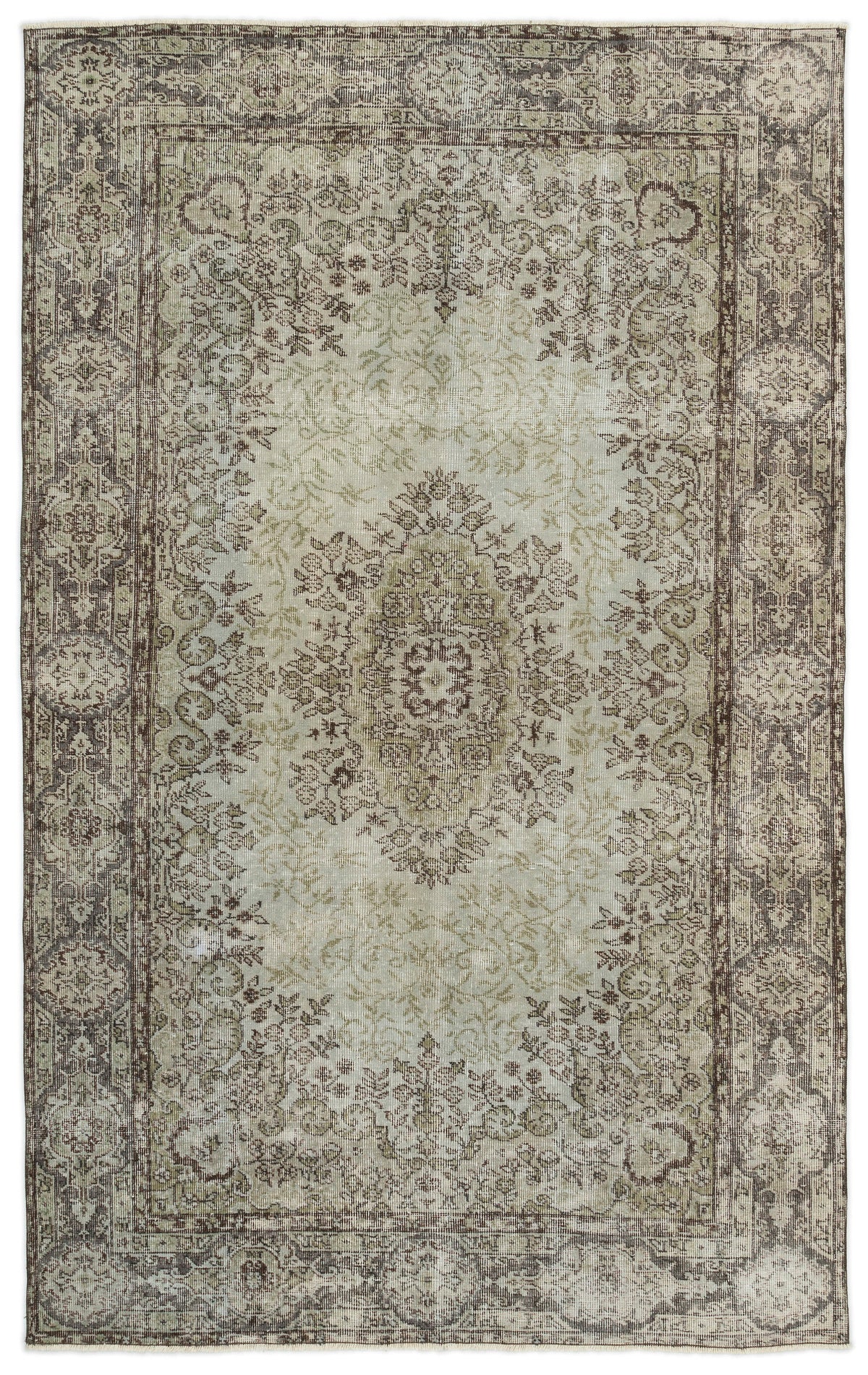 Green Over Dyed Vintage Rug 5&#39;3&#39;&#39; x 8&#39;4&#39;&#39; ft 161 x 253 cm