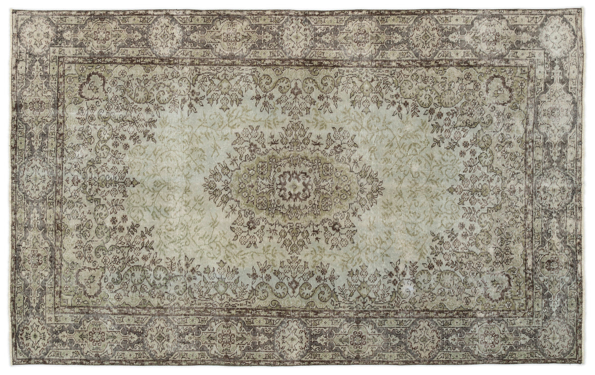 Green Over Dyed Vintage Rug 5&#39;3&#39;&#39; x 8&#39;4&#39;&#39; ft 161 x 253 cm