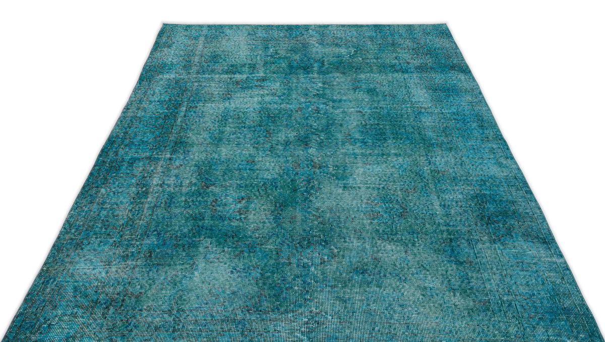Turquoise Over Dyed Vintage Rug 5&#39;3&#39;&#39; x 8&#39;10&#39;&#39; ft 161 x 268 cm