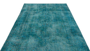 Turquoise Over Dyed Vintage Rug 5'3'' x 8'10'' ft 161 x 268 cm