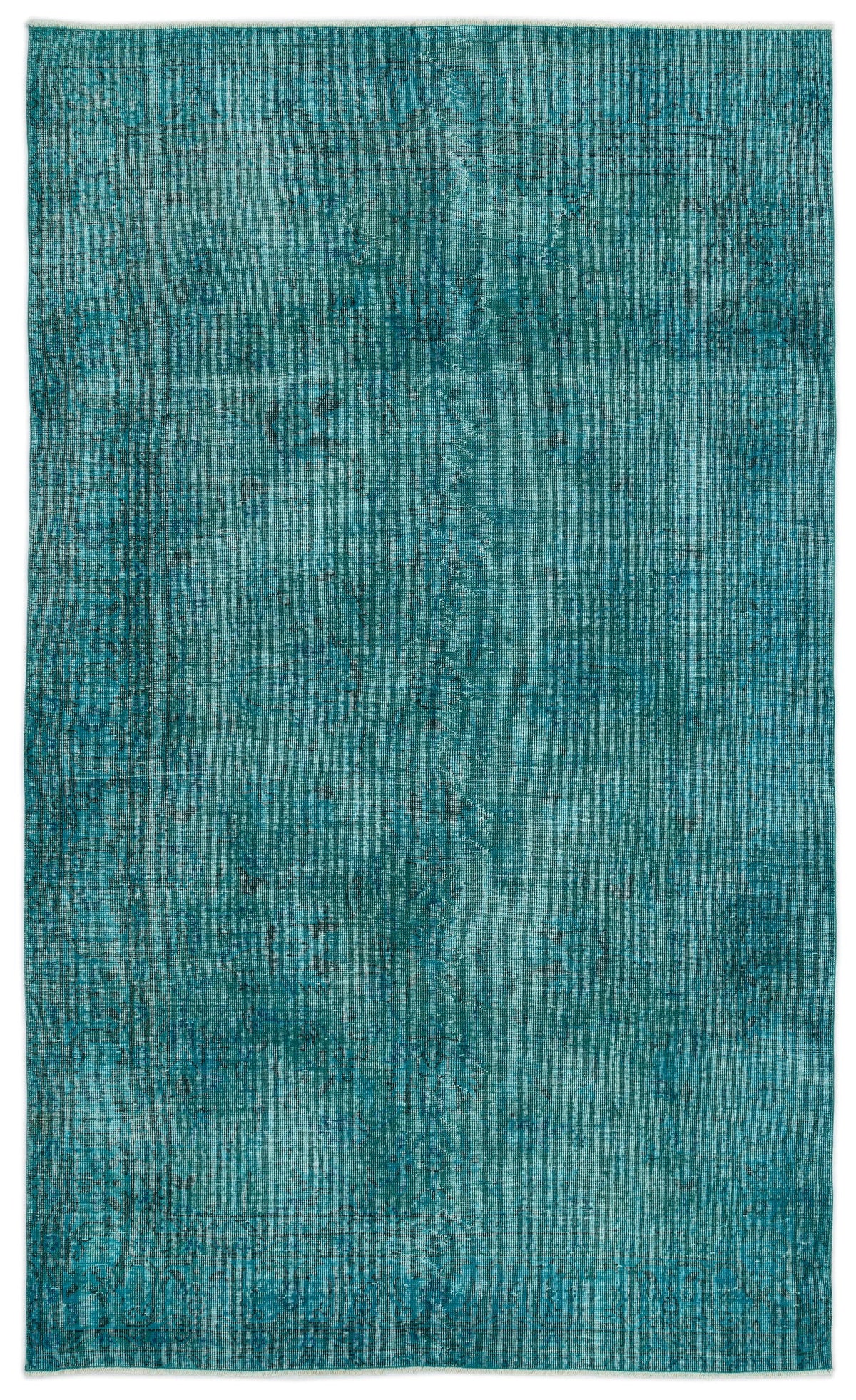 Turquoise Over Dyed Vintage Rug 5&#39;3&#39;&#39; x 8&#39;10&#39;&#39; ft 161 x 268 cm