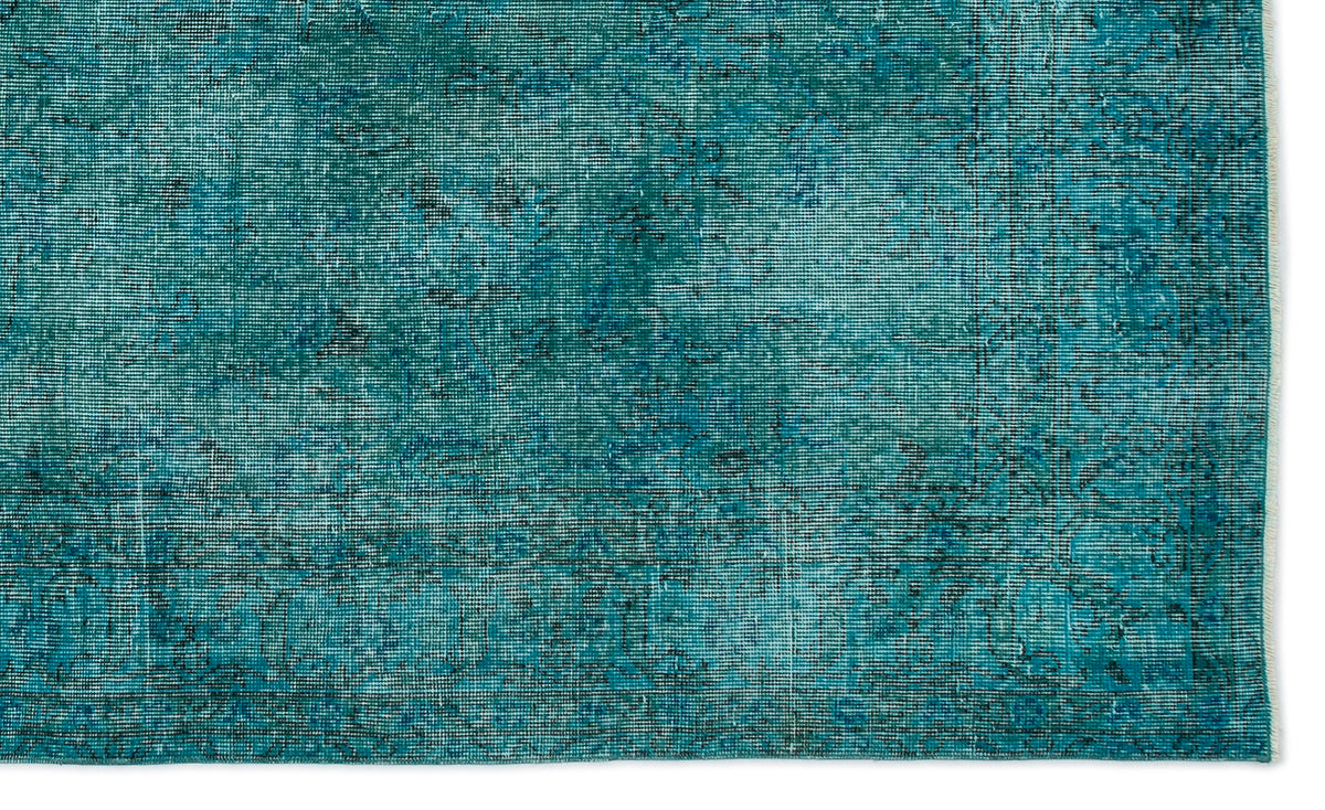 Turquoise Over Dyed Vintage Rug 5&#39;3&#39;&#39; x 8&#39;10&#39;&#39; ft 161 x 268 cm