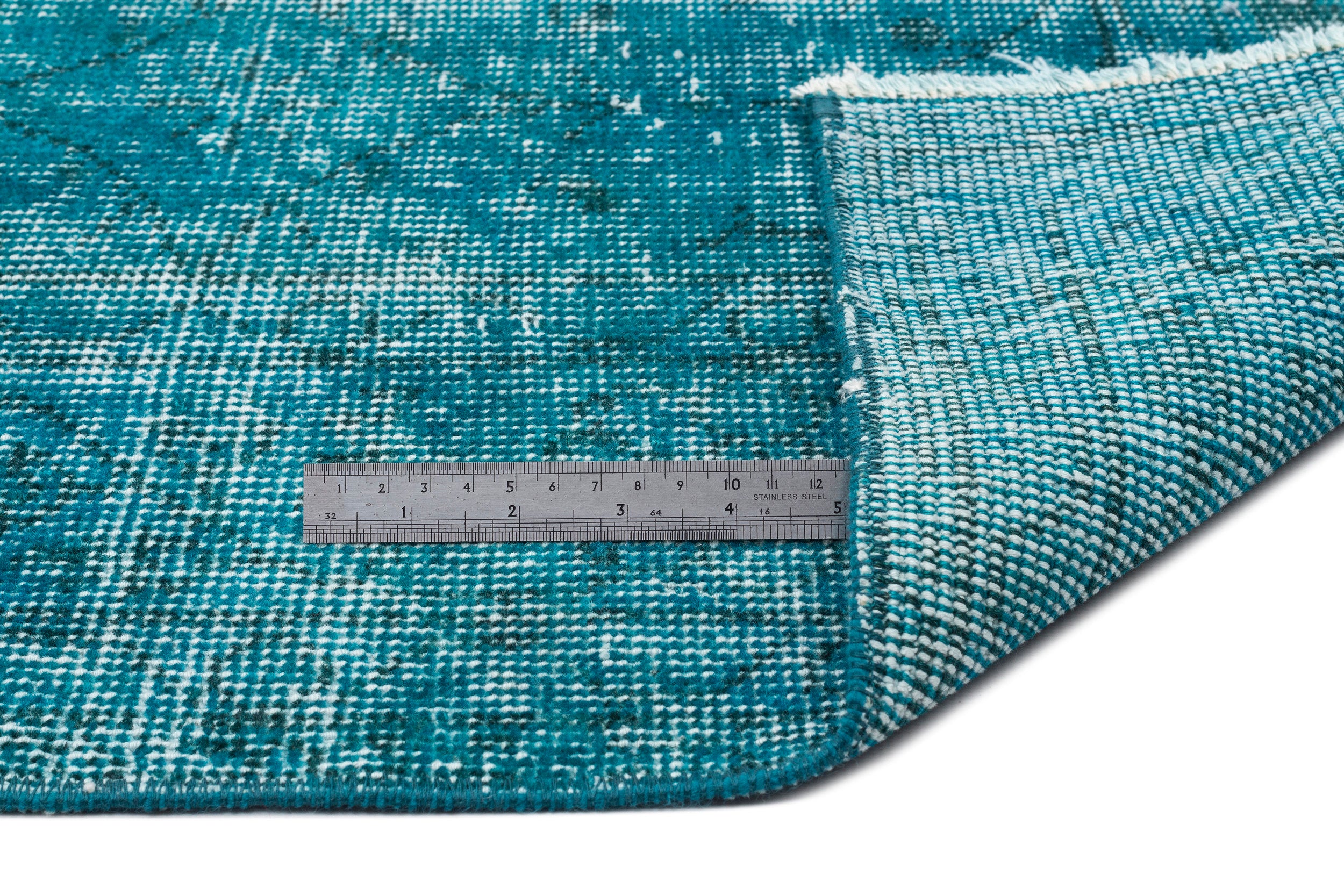 Turquoise  Over Dyed Vintage Rug 5'9'' x 9'4'' ft 175 x 284 cm
