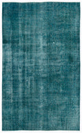 Turquoise  Over Dyed Vintage Rug 5'9'' x 9'4'' ft 175 x 284 cm
