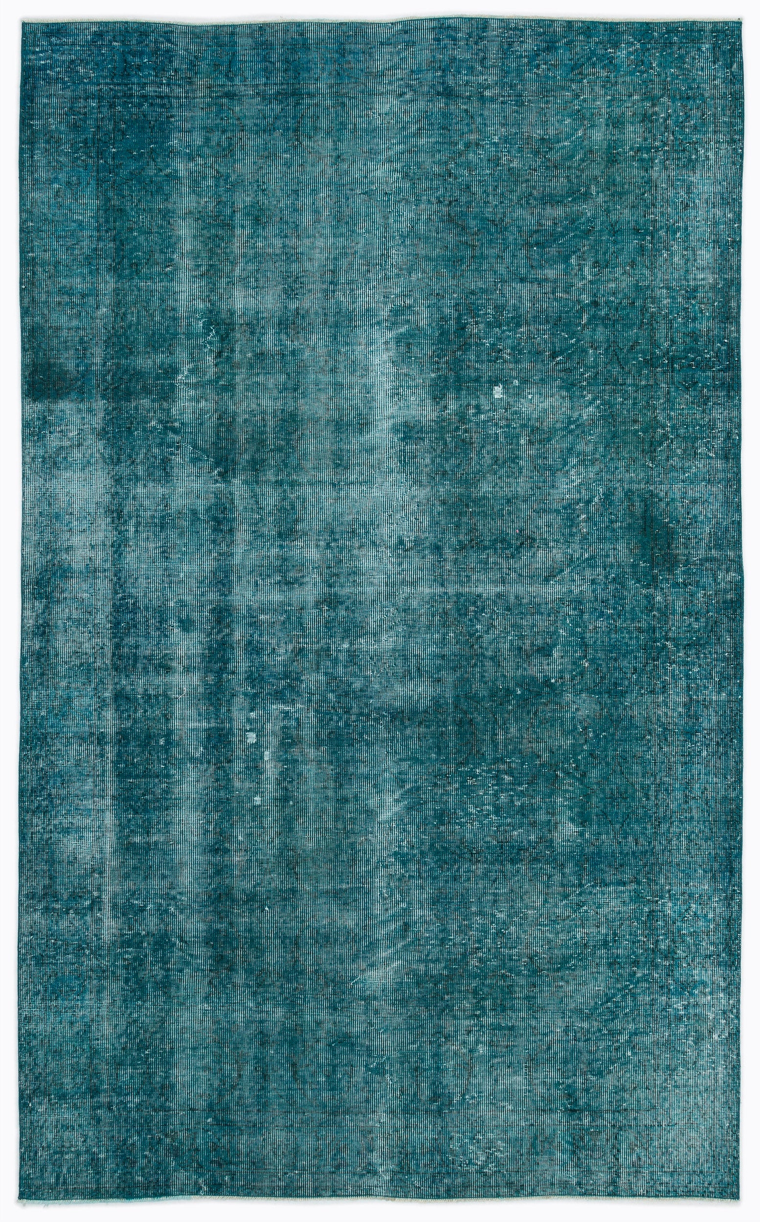 Turquoise  Over Dyed Vintage Rug 5'9'' x 9'4'' ft 175 x 284 cm