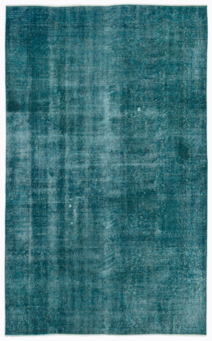 Turquoise  Over Dyed Vintage Rug 5'9'' x 9'4'' ft 175 x 284 cm