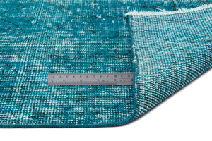 Turquoise  Over Dyed Vintage Rug 5'9'' x 9'4'' ft 175 x 284 cm