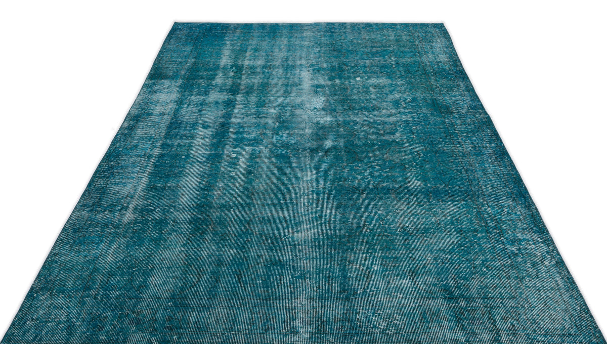Turquoise  Over Dyed Vintage Rug 5&#39;9&#39;&#39; x 9&#39;4&#39;&#39; ft 175 x 284 cm