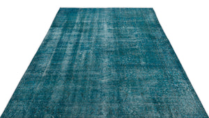 Turquoise  Over Dyed Vintage Rug 5'9'' x 9'4'' ft 175 x 284 cm