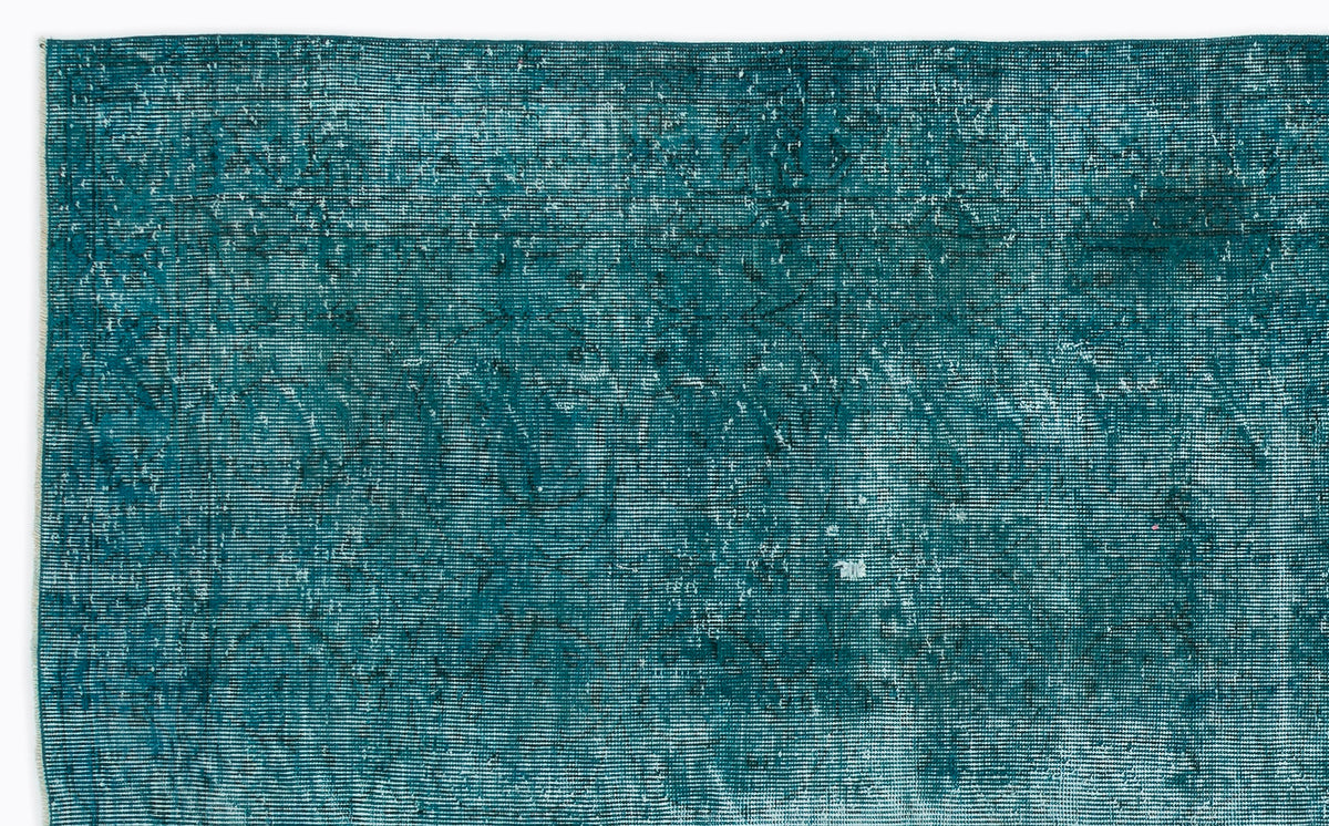 Turquoise  Over Dyed Vintage Rug 5&#39;9&#39;&#39; x 9&#39;4&#39;&#39; ft 175 x 284 cm