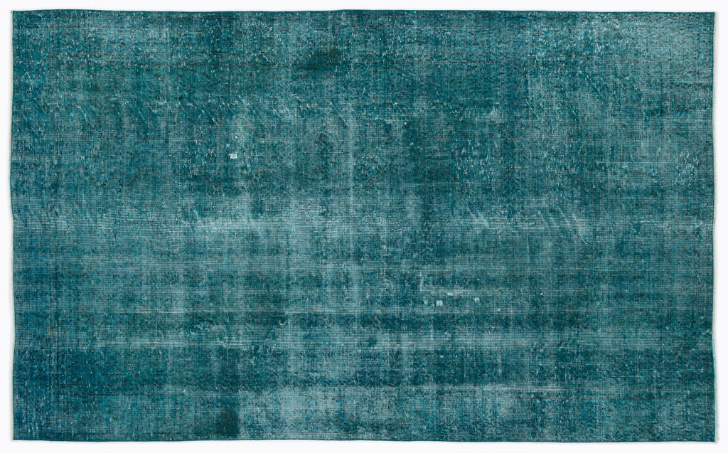 Turquoise  Over Dyed Vintage Rug 5'9'' x 9'4'' ft 175 x 284 cm