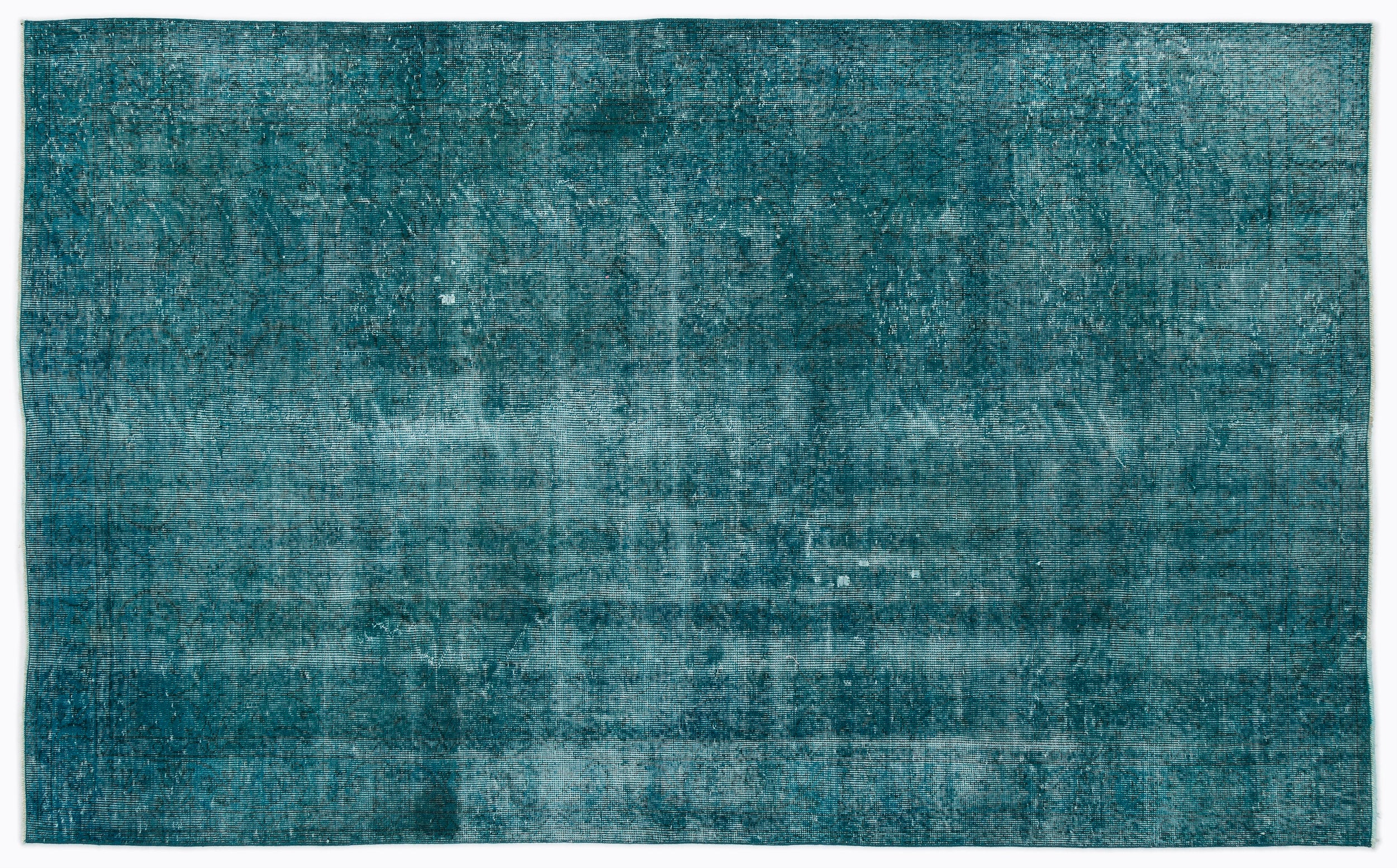 Turquoise  Over Dyed Vintage Rug 5'9'' x 9'4'' ft 175 x 284 cm