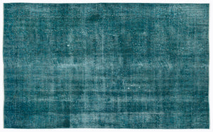 Turquoise  Over Dyed Vintage Rug 5'9'' x 9'4'' ft 175 x 284 cm