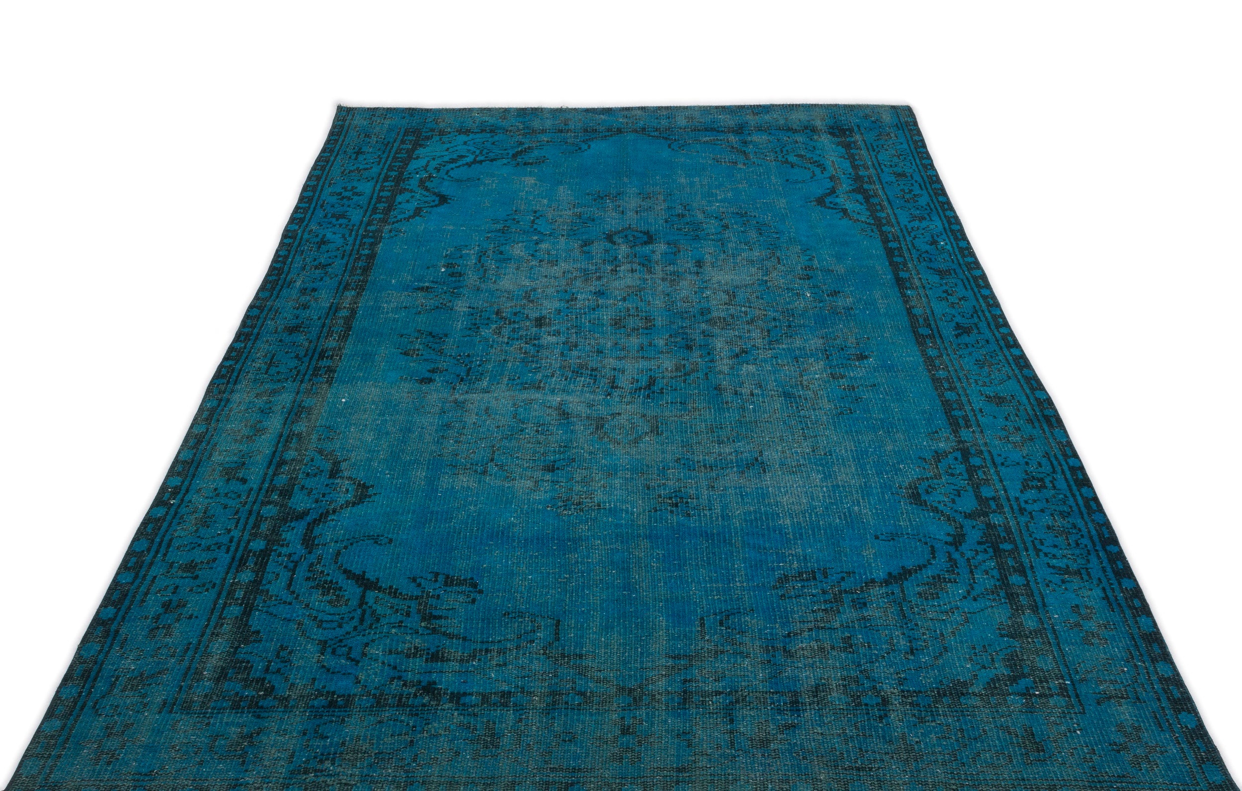 Traditional Design Blue Over Dyed Vintage Rug 5'2'' x 8'6'' ft 158 x 260 cm
